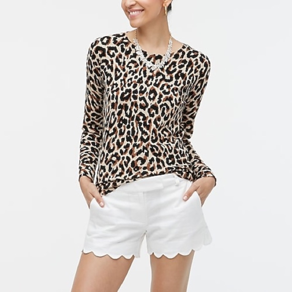 J Crew White Scallop Hem Linen Short